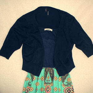 Short sleeved crop open cardigan navy size Medium